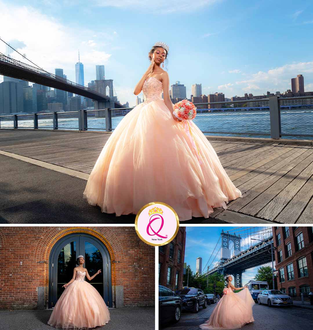 Zaria's Quinceanera Pre-Event Photoshoot in DUMBO - Brooklyn Bridge NY